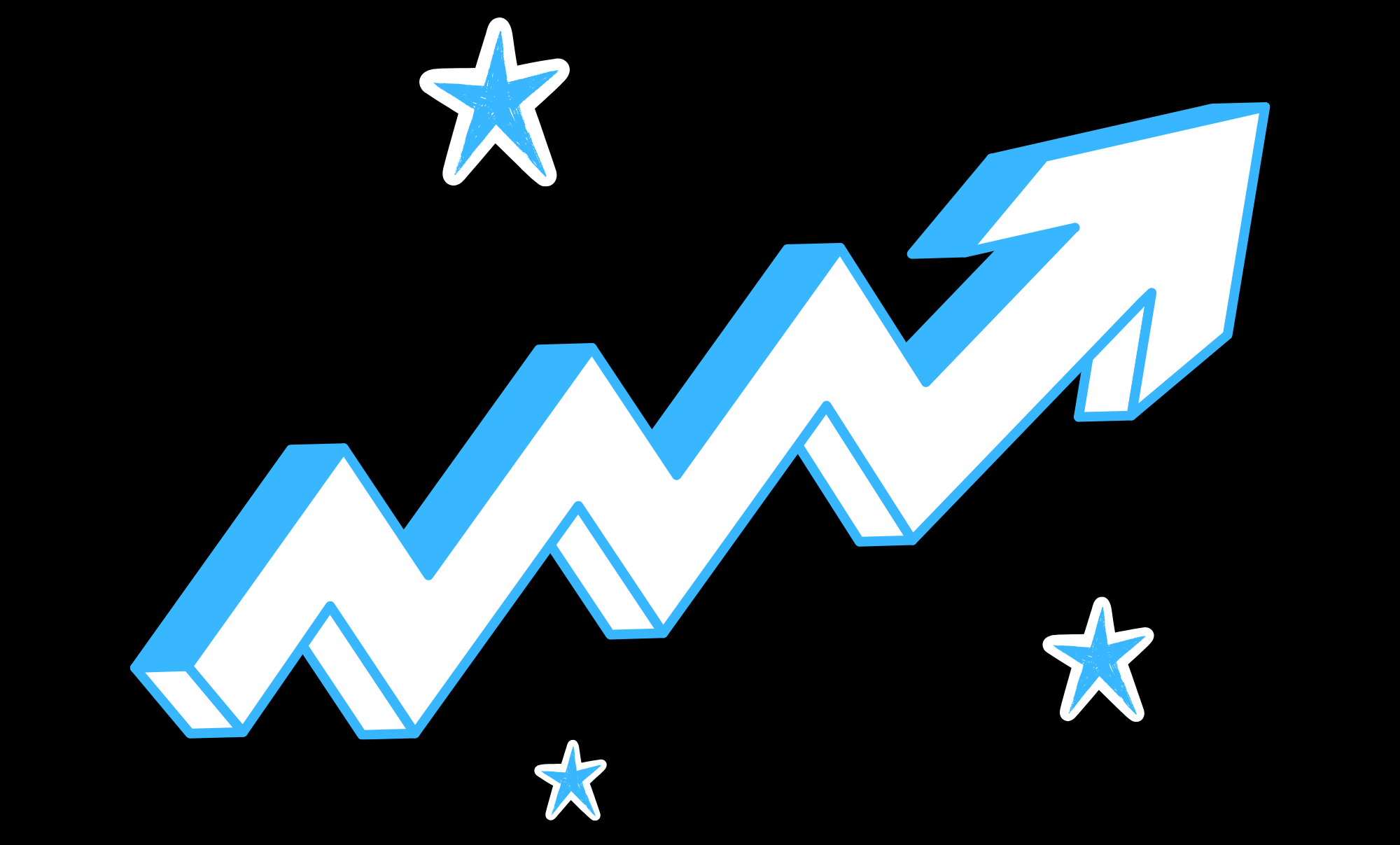 Upward growth arrow representing audience and brand growth